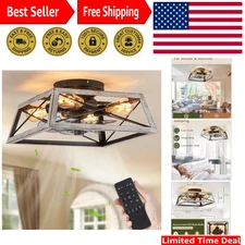 Elegant 22-Inch Flush Mount Farmhouse Ceiling Fan with Remote Control & Lights