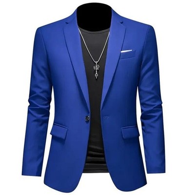 Men Suit Blazer Jacket Coat Tops Dress Business Work One Button Formal Casual