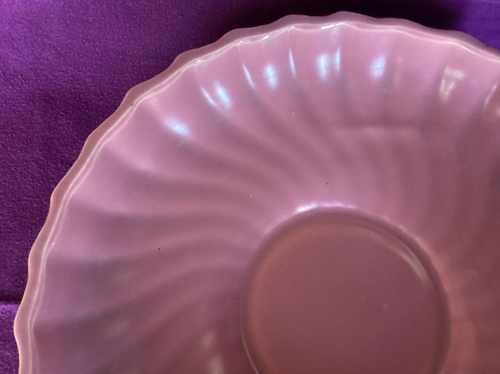 METLOX YORKSHIRE SWIRL  13 1/8” CENTERPIECE /CONSOLE no. 532 OLD ROSE 1936 - Afbeelding 2 van 15