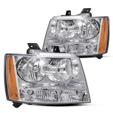 Pair For 2007-2014 Chevy Avalanche Suburban Tahoe Chrome Amber Headlights Lhrh