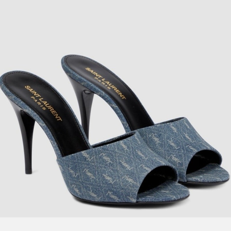 Mules donna Saint Laurent YSL LA 16 tacco alto nuovo con scatola TG 38 5