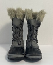 Sorrel Joan of Arctic Snow Boots Girls 2 Gray Waterproof Faux Fur WORN ONLY 4X s