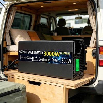 1500W-3000W Pure Sinus Wechselrichter 12V/24V für Auto & Solaranlage - Inkl.Kabe