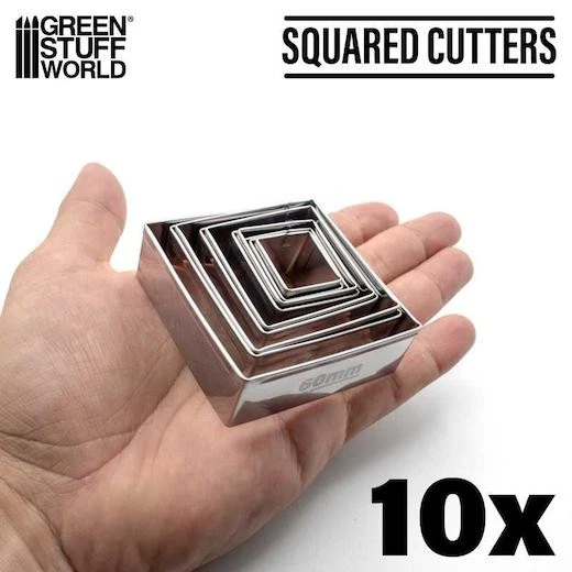 Cortadoras de arcilla Green Stuff World para bases - cuadrados 10 piezas