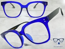 Oversize Classy Vintage Retro READING EYE GLASSES READERS Large Blue Frame 2.00