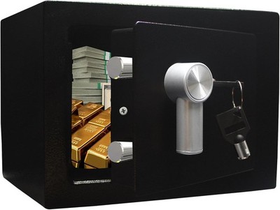 Safe Box with Key Lock, Steel Security Lock Box, 0.23 Cubic Feet, 9.06'' W X 6.69