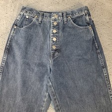 Vintage Wrangler Jeans Womens 11/12 Blue High Rise Button Fly Straight USA Made