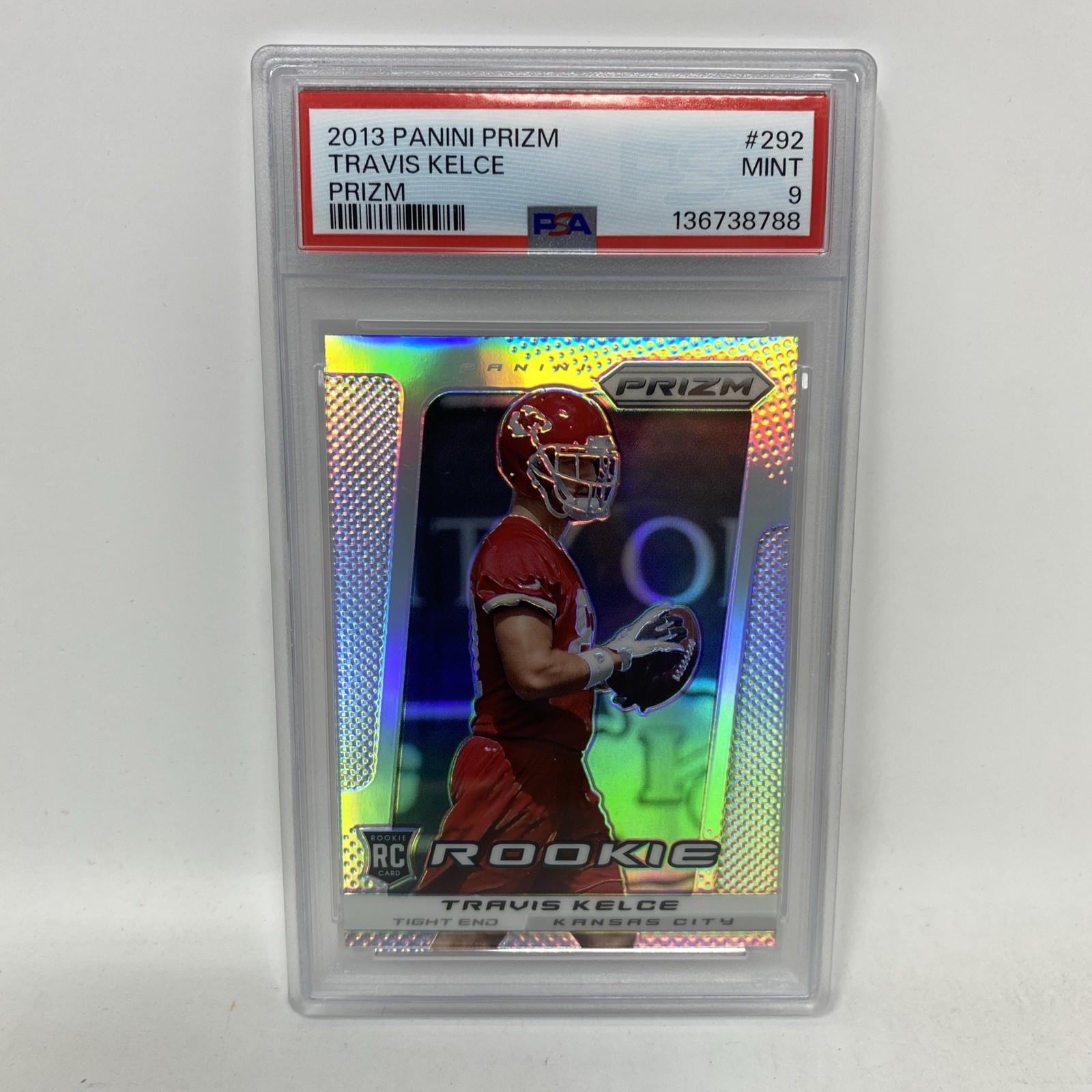 2013 Panini Prizm - Travis Kelce - Silver Prizm Rookie Card RC #292 - PSA 9