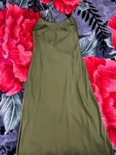 Forever 21 Olive Green Slip Dress Womens Medium Satin Spaghetti Strap