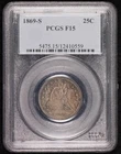 1869 S Seated Liberty Quarter PCGS F-15