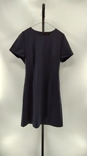 Quince Women Italian Wool Short Sleeve Dress Navy Basic Sleeved 10