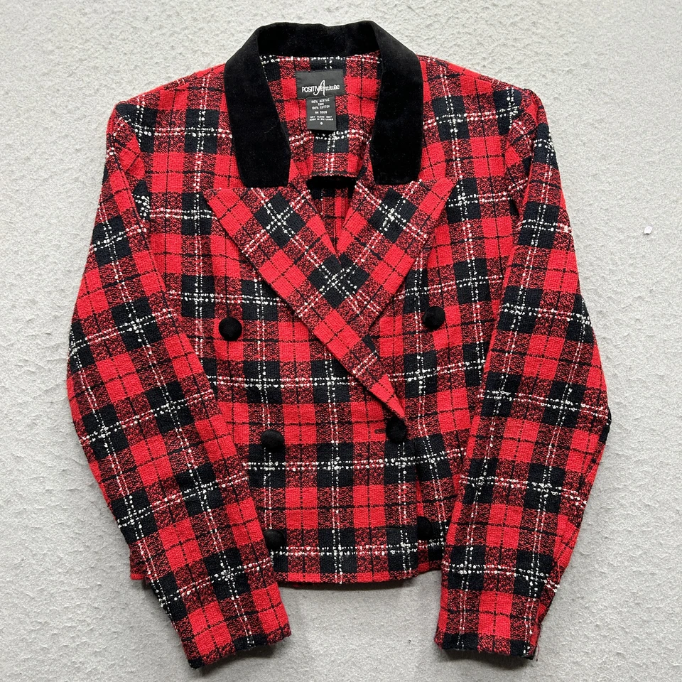 Conjunto de traje para mujer Positive Attitude talla 8 rojo negro a cuadros blazer y pantalones Foto 2 de 4