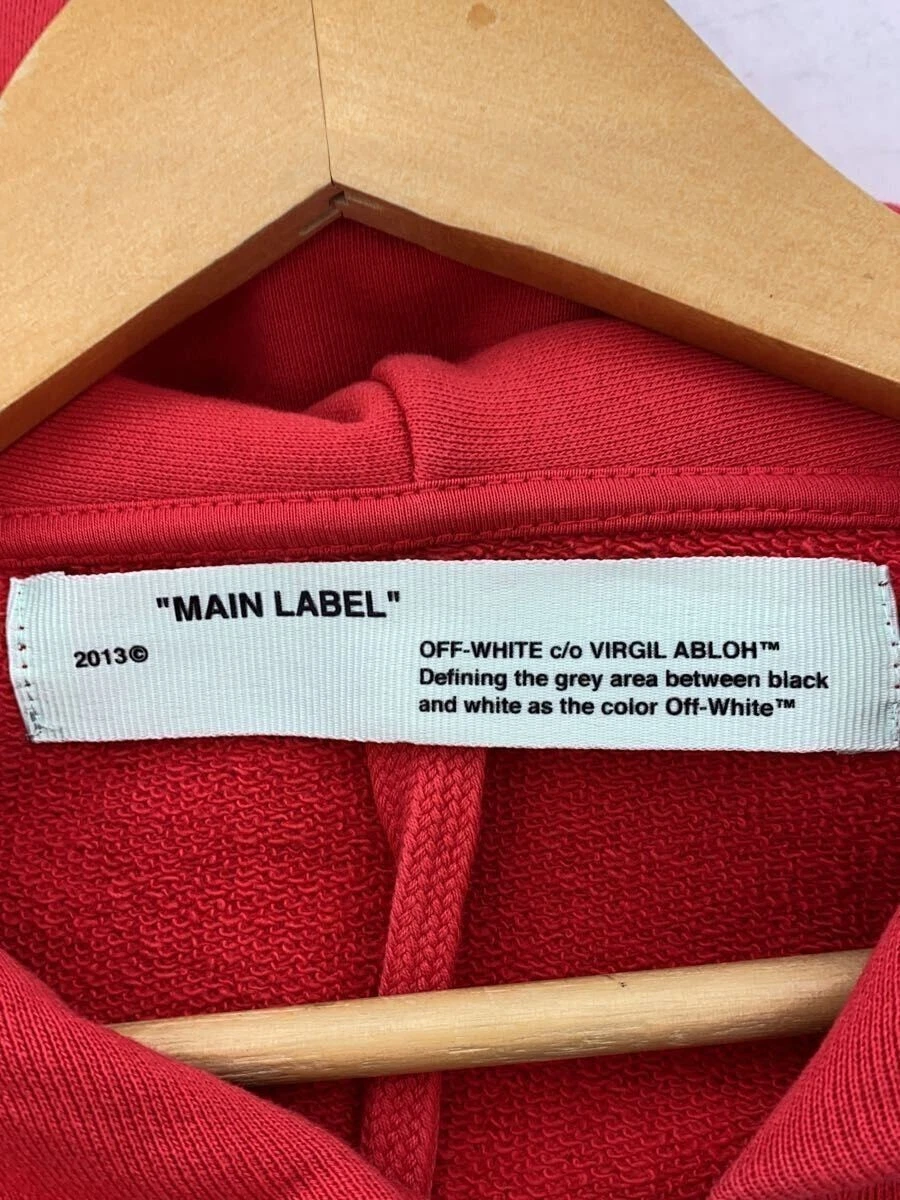 OFF WHITE Felpa con cappuccio zip bianco sporco S cotone stampa rossa OMBE001S19003005 usata