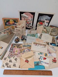 Antique & Vintage Christmas Paper Ephemera Lot Cards Postcards Tags Posters