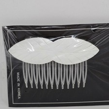 Carved White MOP Mother of Pearl Shell Hair Comb Leaf NEW S