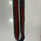 Gucci GG Web Belt Black Leather 80/32 Red Green Stripe Gold Buckle Authentic — photo 10