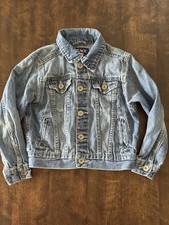 CHILDREN  s PLACE Kids Denim Jacket Washed Blue S/P 5/6 Snap Buttons  Cuffs