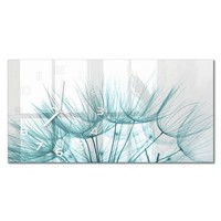 Glas-Wanduhr Wanduhr Aus GehäRtetem Glas LöWenzahnsamen WeißE Zeiger 60X30 Cm