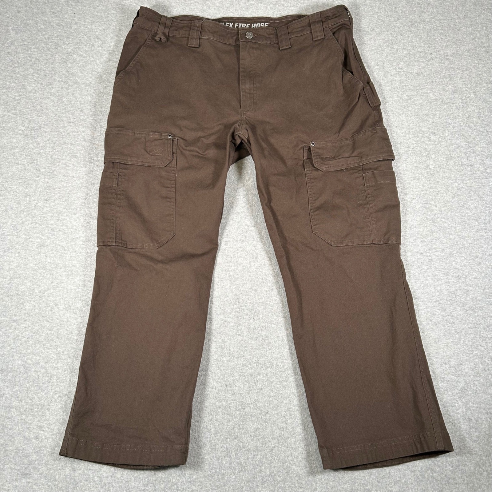 Duluth Trading Co. Flex Fire Hose Cargo Pants Mens 42x28 Brown Relaxed Fit Work