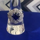 925 Sterling Silver Vintage Sapphire & Marcasite Gemstone Ring Size 8