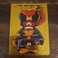2024 Pokémon Gold Foil Fan Art Card Ash Ketchum VMax 5000000  Basic