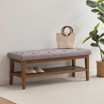 Entryway Shoe Bench, End of Bed Bench,Upholstered Button-Tufted Bench for Kitche