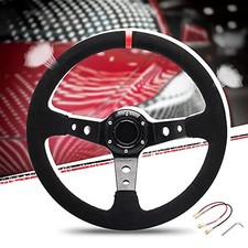 14" 350mm Deep Steering Wheel,Dish 6 Bolt with for Sport Racing Steering red