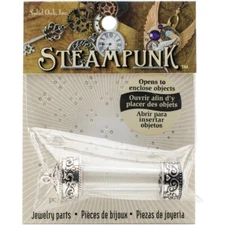 Solid Oak Steampunk Glass Pendant -Large Vial