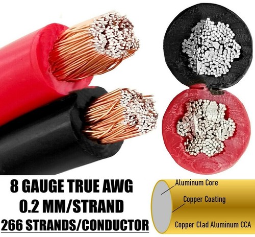 8 Gauge AWG Speaker Cable Subwoofer Zip Power Wire CCA - 50 Feet Red & Black - Picture 2 of 5