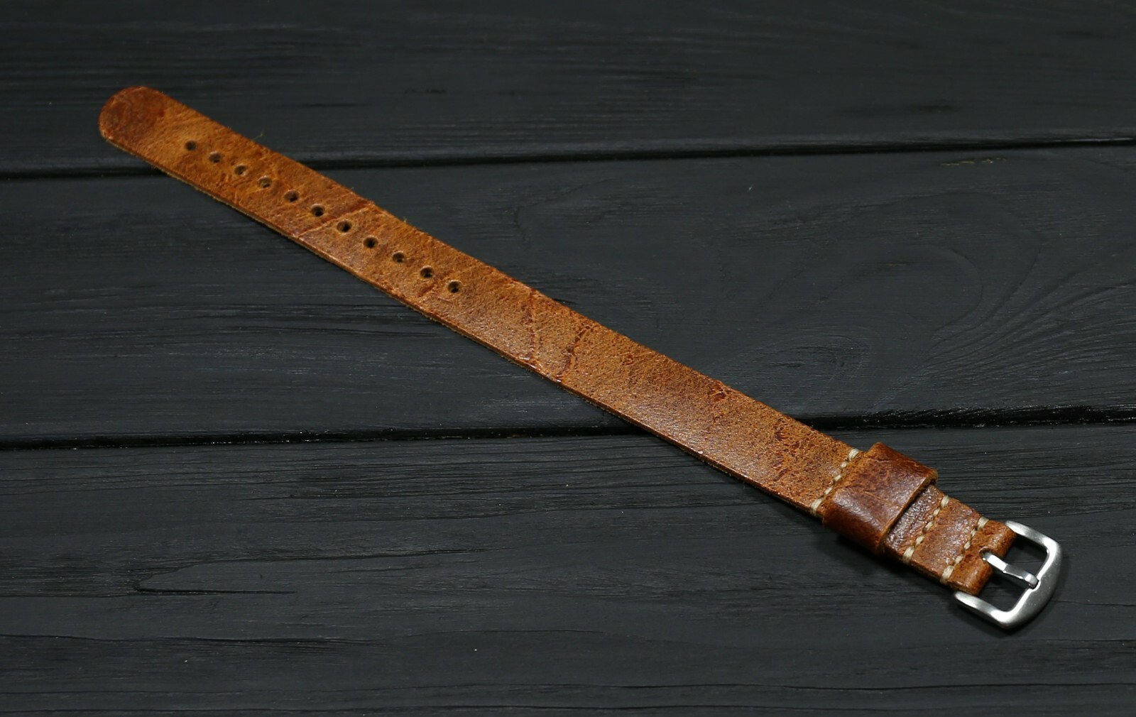 Leather Watch Strap Single Pass Distressed Army Custom Band 18mm 20mm 22mm 24mm eBay