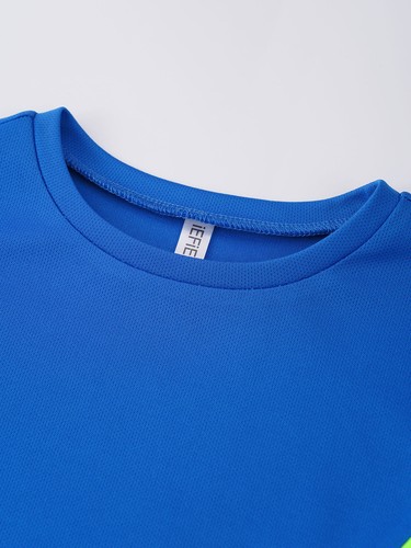 Unisex Kids Top Boys Tees Jogging Shirt Color Block T-shirt Training Workout - Picture 14 of 55