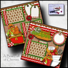 CHRISTMAS RECIPES cookies 2 premade scrapbook pages paper printed CHERRY 0117