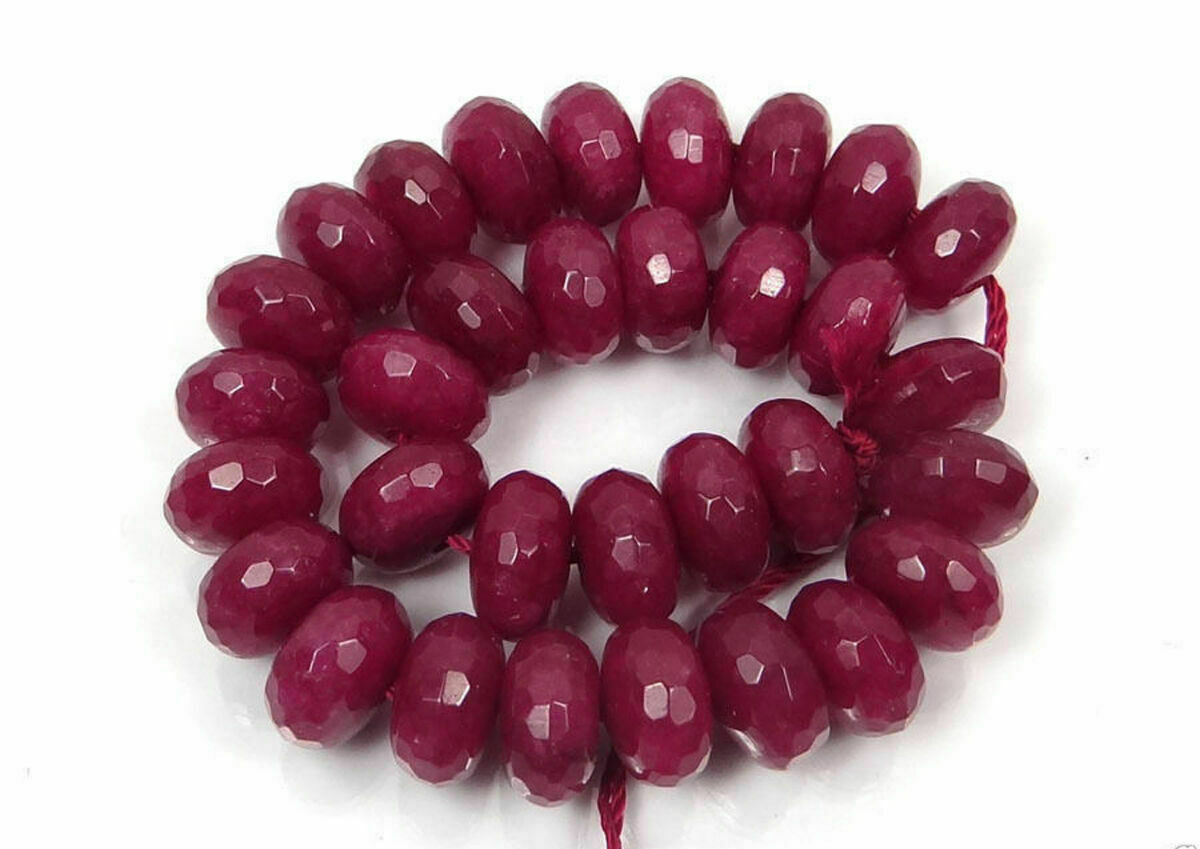 15 Strands Of Natural Red Jade Gemstone Rondelle Beads - 6x10mm Faceted, Loose For Jewelry 14 thumbnail image