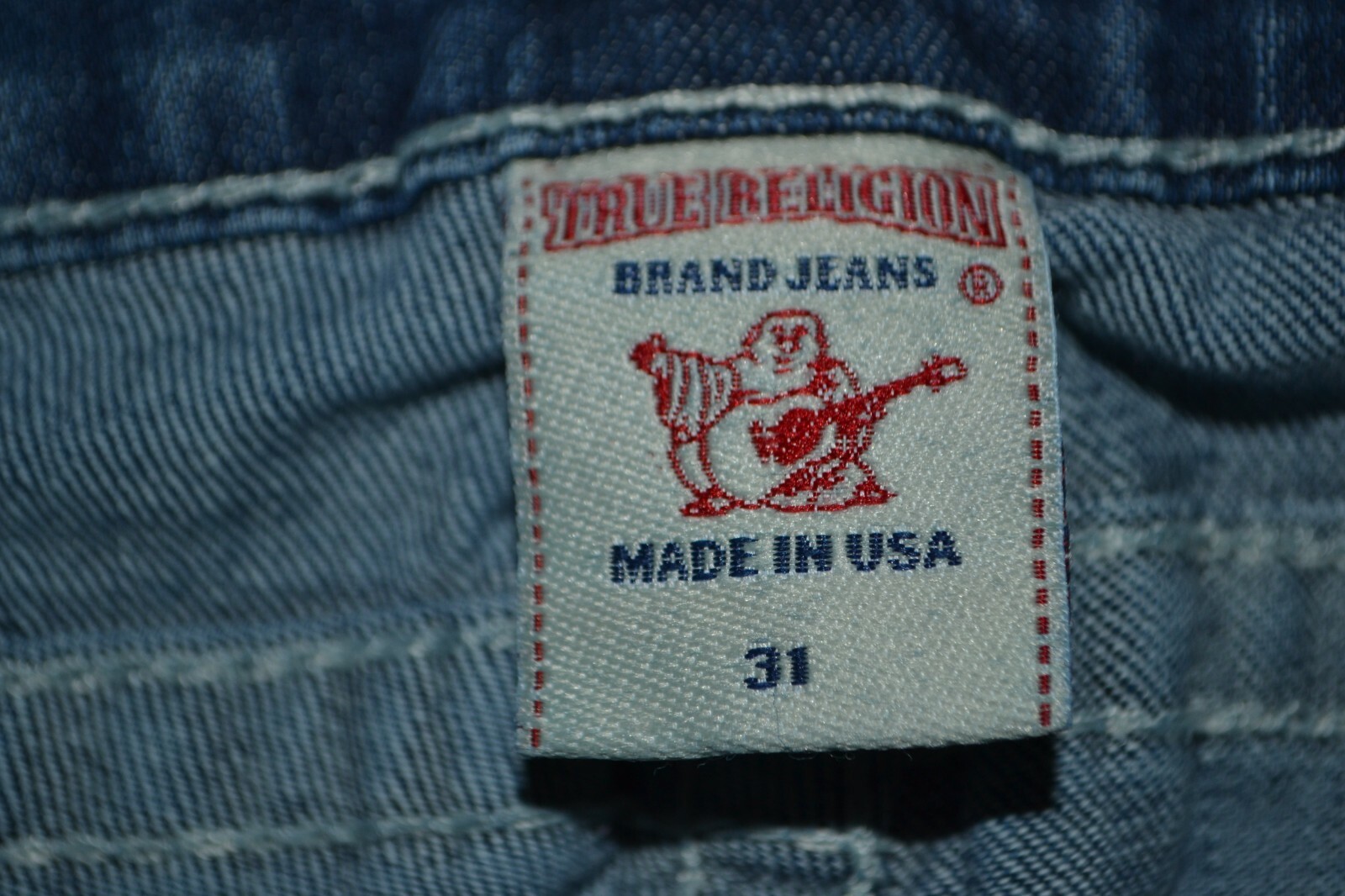 True Religion Women's Billy Straight Pocket Flaps w/gems Blue Jeans Sz 31x31 thumbnail 9