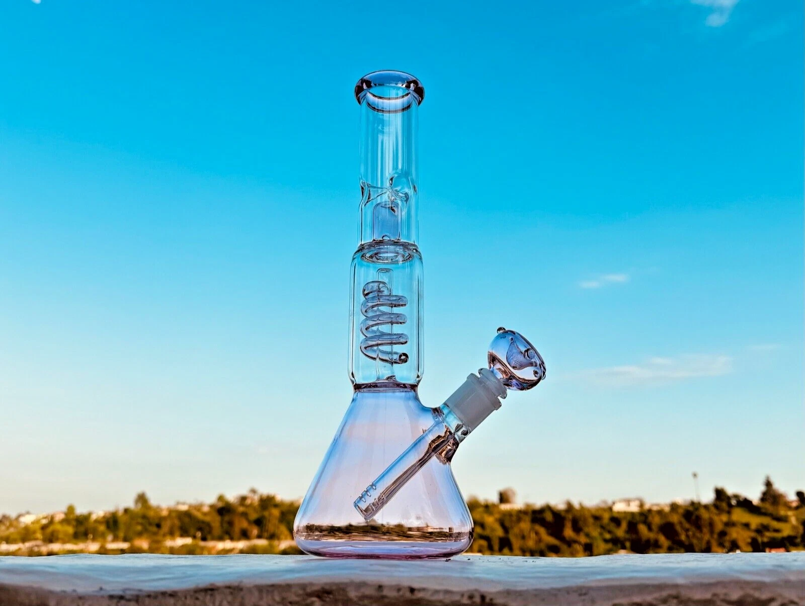 13" Glass Bong Hookah Water Pipe Heavy Beaker with Custom Made 14mm Bowl in Pink - Picture 7 of 7