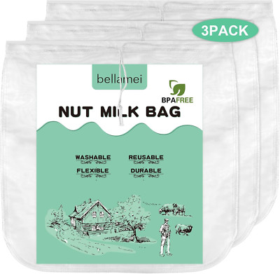 3 Pack 14''X14'' Nut Milk Bag Extra Large Reusable Food Strainers Nut Bags 