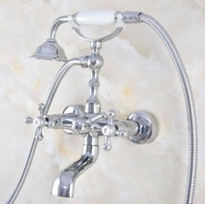 Chrome Claw-foot Bathtub Faucet Wall Mount Tub Mixer Tap Handheld Shower Gtf856