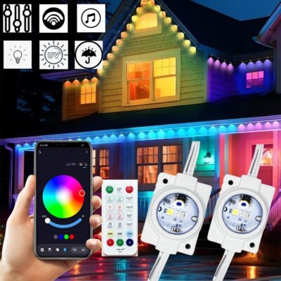 108FT Permanent Outdoor Lights 72LEDs RGB LED Eave Light With APP Remote Control