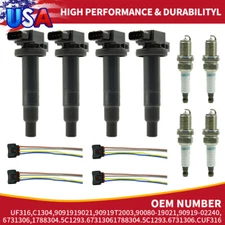 Ignition Coil & Spark Plug w/plugs For Toyota Scion XA XB 1.5L UF316 90919-02240