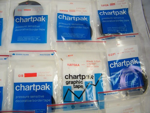 CHARTPAK  PRESSURE SENSITIVE DECORATIVE BORDER TAPE LOT OF 33 SOLD AS IS - Picture 8 of 12