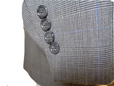 42R Jos A Bank Glen Plaid Suit Gray Classic Fit 34X26 Flat Front Pants