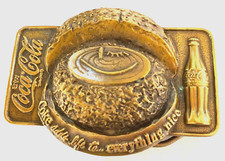 NOS - Vintage COKE ADDS LIFE EVERYTHING Solid Brass Belt Buckle 1970'S COCA COLA