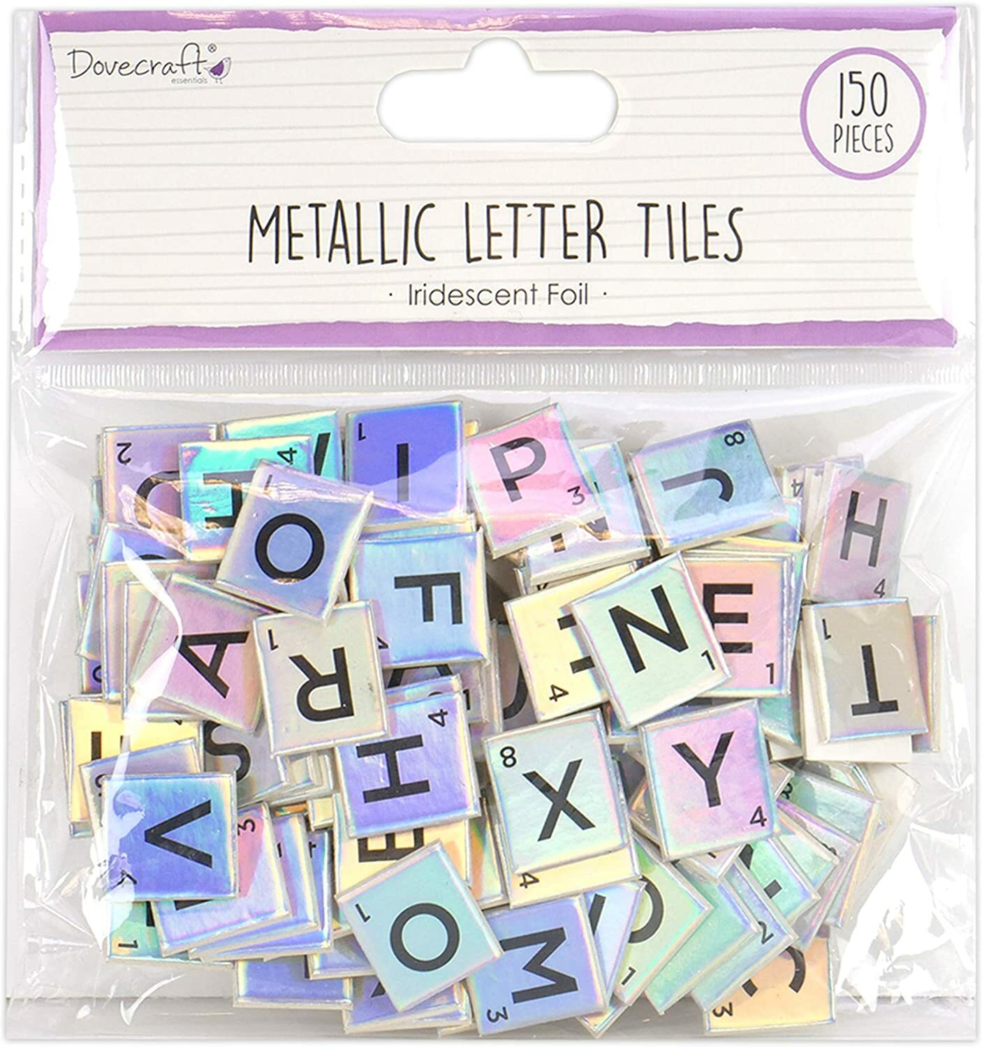 Dovecraft Essentials Alphabet Letters-Iridescent-Metallic-Scrabble Letters-150