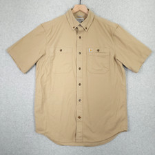 Carhartt Shirt Mens Medium Short Sleeve Canvas Work Button Down Rugged Pocket