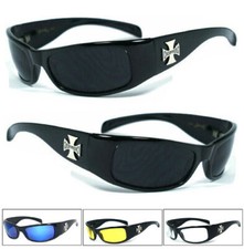 1 or 3 Pair Choppers Motorcycle Biker Riding Wrap Sunglasses Shiny Black Frame