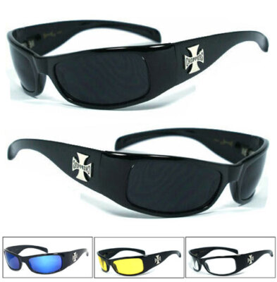 Choppers Motorcycle Sunglasses UV400 Wrap Biker Driving Smoke Yellow Blue Clear