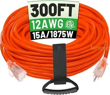 300 ft 12/3 Outdoor Extension Cord Waterproof Heavy Duty with Lighted End,New en