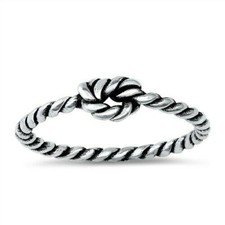 Knot Rope Ring Genuine Sterling Silver 925 Oxidized Face Height 5 mm Size 9