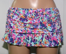  NEW Kenneth Cole Navy Floral Ruffled Swimwear Skirted Bottom M Medium RS6RJ92