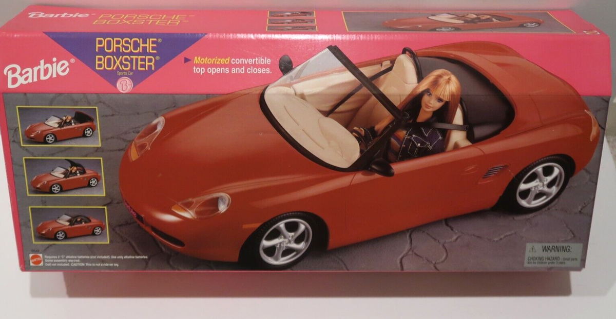 Vtg 1998 Barbie Red Porsche Boxster Red Motorized Convertible Top